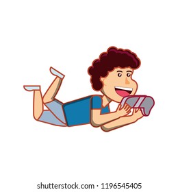 boy with game control character