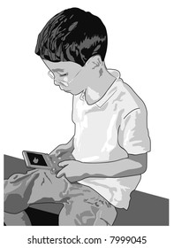 Boy gaming with Gameboy
