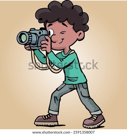 boy in the gap takes pictures with the camera