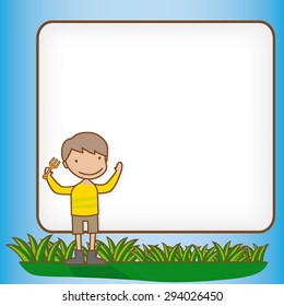 Boy  in the garden , Cartoon vector