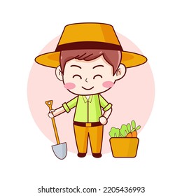 A boy gardening cartoon character illustration