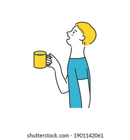 Niño gargateando con una taza