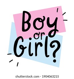 Boy or girl? Gender reveal party card, banner vector element  design