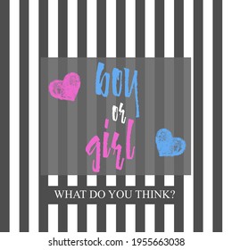Boy or girl? Gender reveal party card, banner vector element design