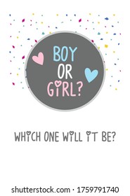 Boy or girl? Gender reveal party invitation card vector design