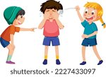 A boy get bullied by his friends illustration