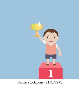 Boy get trophy - Vector