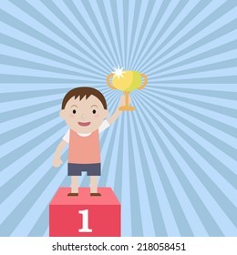 Boy get trophy - Vector
