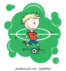 A boy getting ready to kick a soccer ball