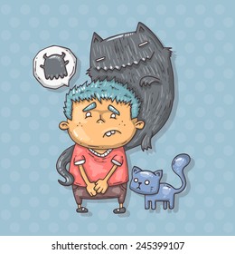boy and ghost cat