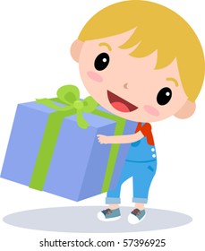 boy with giant gift box.