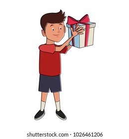 Boy with giftbox and christmas hat