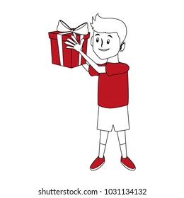 Boy with giftbox and christmas hat