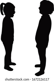 ein Junge und ein Junge, der Chat macht, Silhouette-Vektorillustration