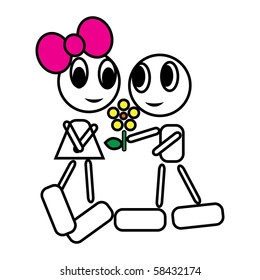 Boy and girl abstract background