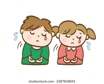 Boy and girl apologizing for being sorry _ Lower elementary school students _ Toddlers