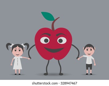 boy and girl with apple