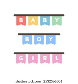 Boy, girl and baby banner set. Pregnancy, newborn baby, gender reveal, party celebration concepts. Flat decorative vector design isolated illustration.