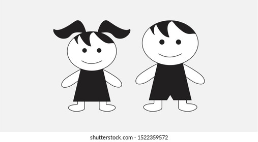 Boy and girl baby icon. Vector. Kids girl and boy childs vector icon isolated