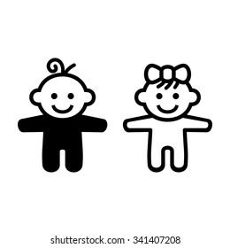Boy And Girl Baby Icon. Vector
