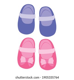 Boy And Girl Baby Shoes Ilustration