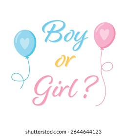 Boy or girl. Baby shower card .Gender Party. Vector graphics