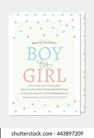 Boy or Girl Baby Shower Invitation with Confetti Illustration