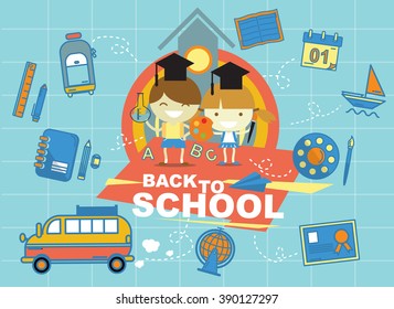 boy and girl back to school vector design