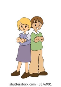 Boy and Girl Back to Back - Vector