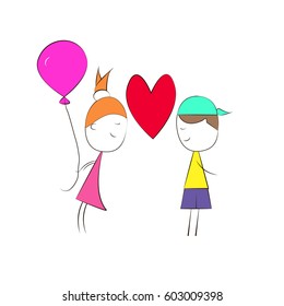 Boy and girl with ball vector