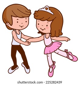 Boy And Girl Ballet Dancers. Vector Illustration