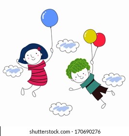 boy and girl with balloon