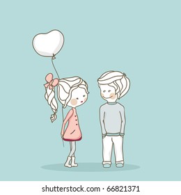 boy and girl with balloon