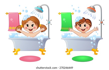 Boy and girl in the bathroom