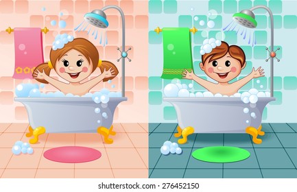 Boy and girl in the bathroom