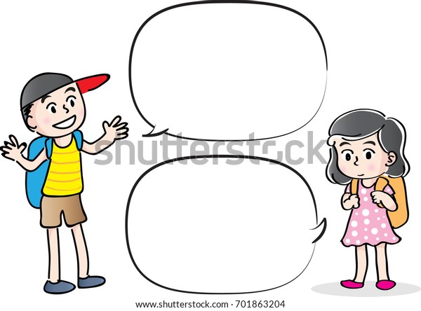 Boy Girl Blank Speech Bubble Stock Vector (Royalty Free) 701863204 ...