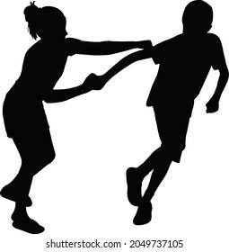 a boy and girl body silhouette vector