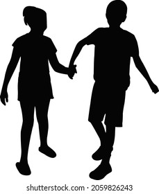 a boy and a girl body silhouette vector