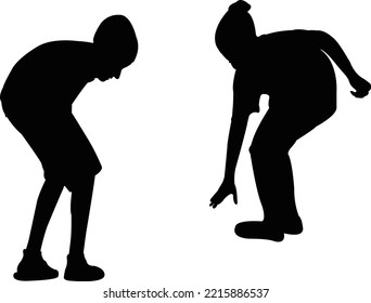 a boy and a girl body silhouette vector