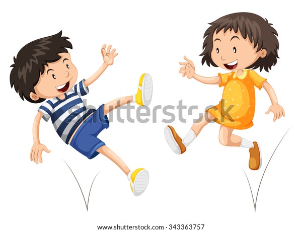 Boy Girl Bouncing Illustration Stock Vector Royalty Free 343363757 9849