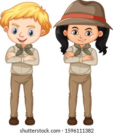 Boy Girl Brown Uniform Illustration Stock Vector (Royalty Free ...