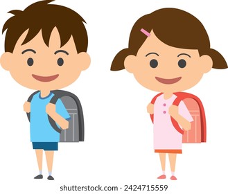 A boy and a girl carrying school bags