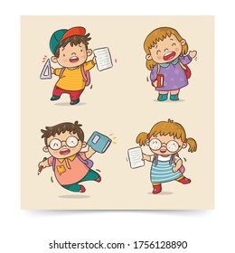 Boy and girl cartoon back to school vector