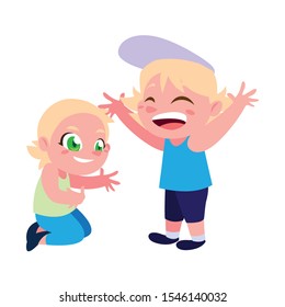 Boy and girl cartoon design, Kid childhood little people lifestyle and person theme Vector illustration