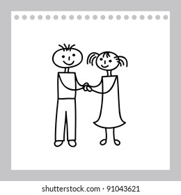 Boy and girl  (cartoon doodle)