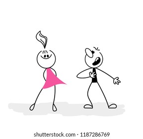 Boy and girl (cartoon doodle). Happy Valentine's day card