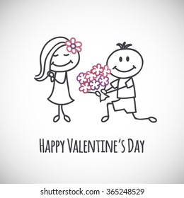 boy and girl (cartoon doodle). Happy Valentine's day card