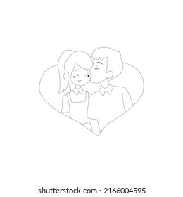 Boy and girl cartoon represented reflection of love.