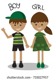 boy and girl cartoon vector