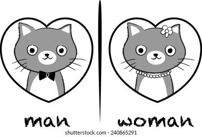 boy and girl cat face